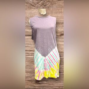 T Billabong Grey and colorful Tie-Dye Size Large Dress Swimsuit Cover.